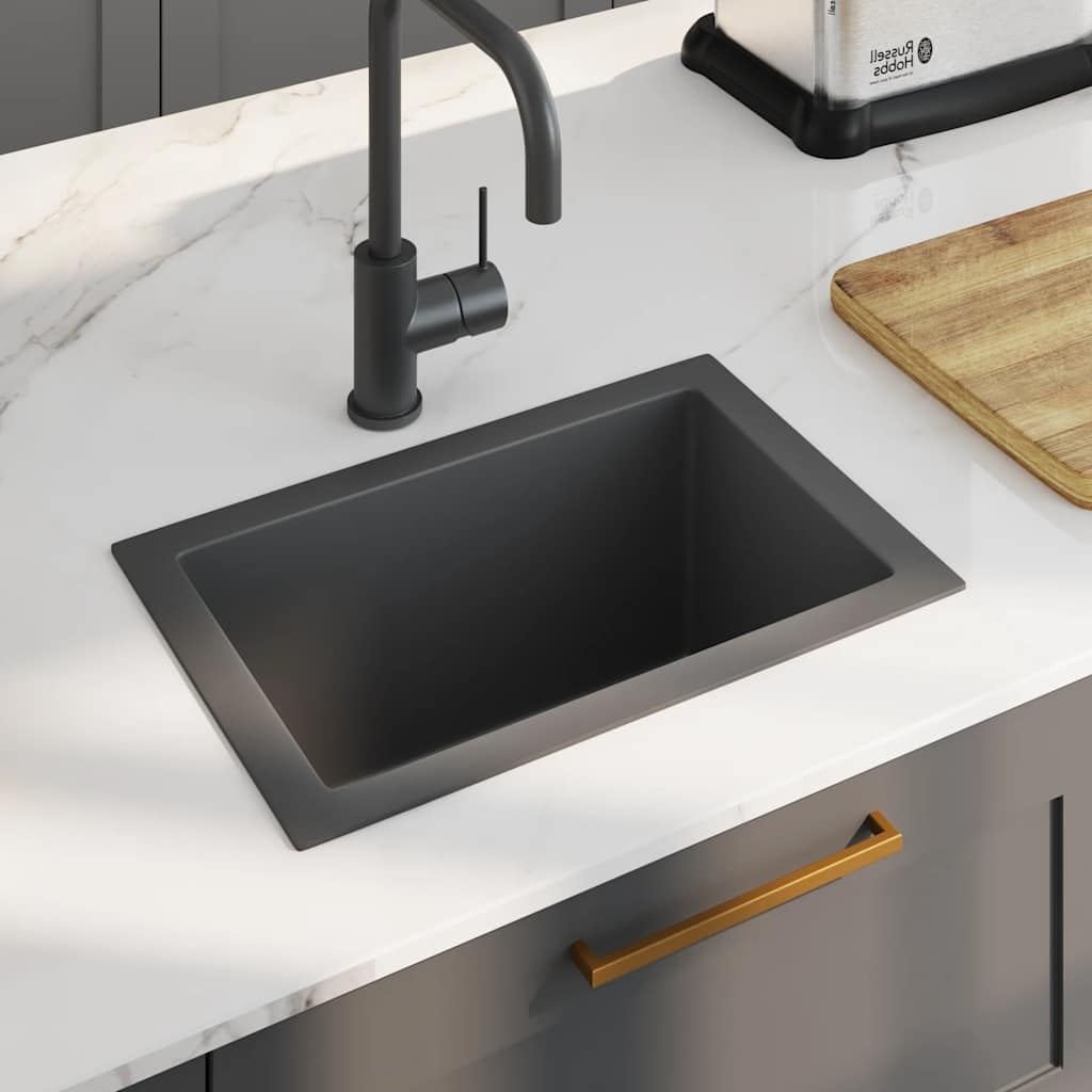 Fregadero de cocina hecho a mano acero inoxidable negro 44 x 29 x 20 cm