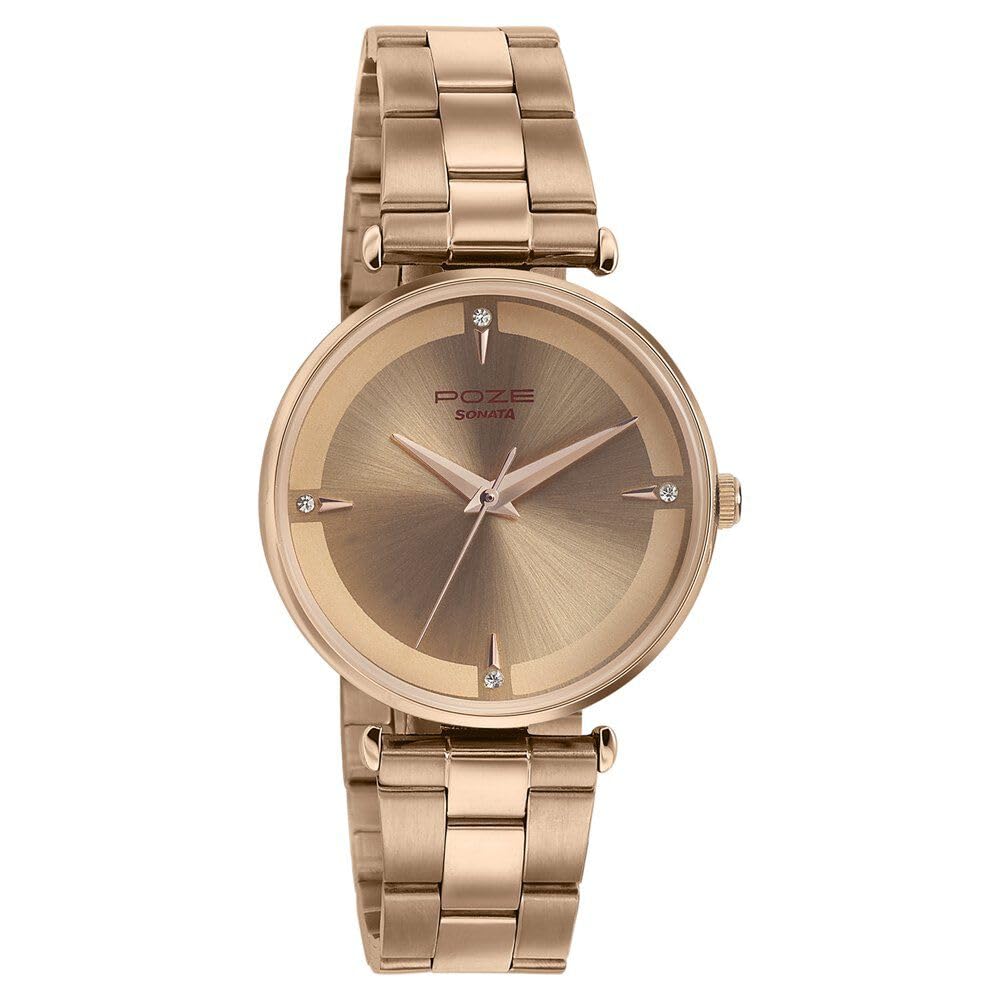 Sonata Poze Quartz Analog Rose Gold dial Metal Strap Watch for Women-SP80014WM01 (B0CT5K53S1) Amazon Price History, Amazon Price Tracker