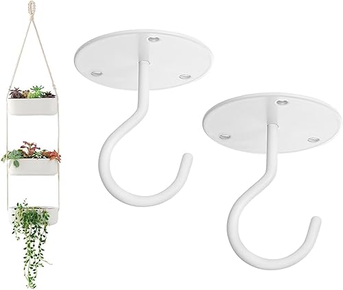 Mkono Macetero colgante de pared y ganchos de techo, plantas de flores de interior, macetas de cerámica para suculentas, hierbas, aire, soporte para