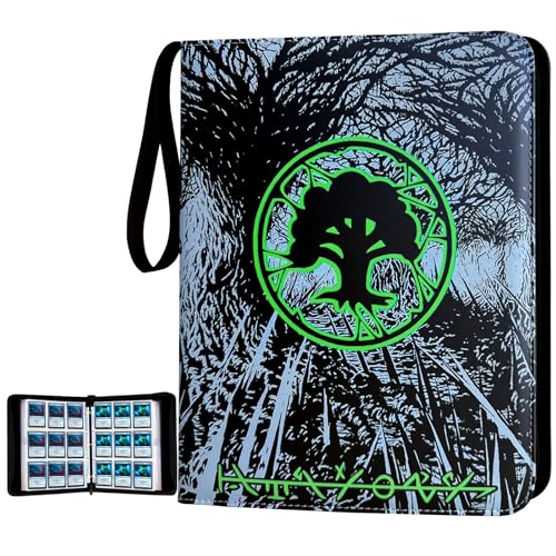 Image of 9 Pocket Card Binder, 720 Double Sided Pocket Trading Card Binder, Premium PU Card Collector Album,Card Folder for MTG /YGO /PTCG /Game Cards(Green)