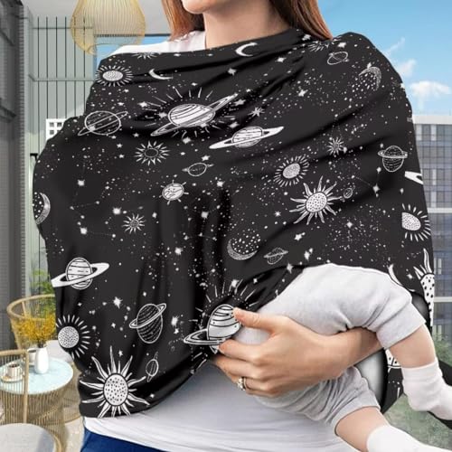 Image of Coldinair Outer Space Planets Multifunctional Nursing Cover Multi Use Cover for Baby Car Seat Canopy Shopping Cart Cover,Stroller Cover