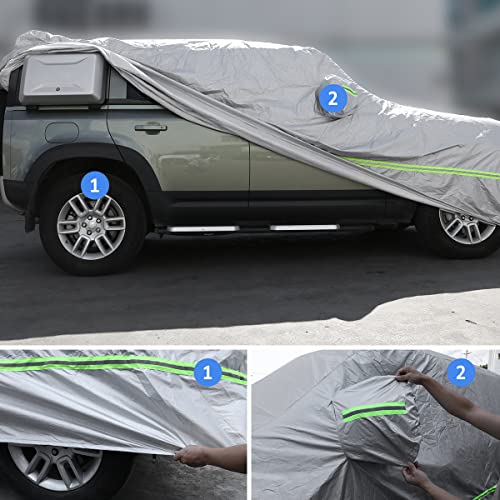 Image of Car Cover Waterproof All Weather Compatible with Land Rover Defender 110 2020-2024，Car Cover Sun Hail UV Snow Dust Protection Exterior Protection Cover (Land Rover Defender 2020-2024)