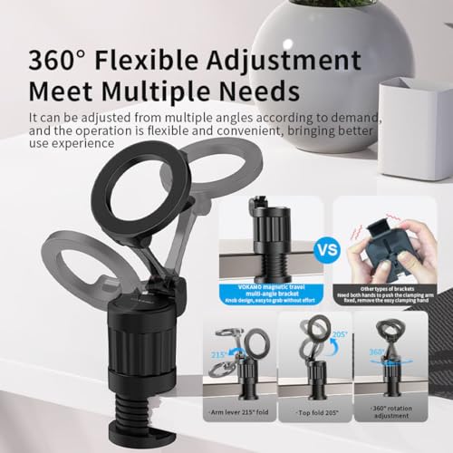 Image of PHOTOMAX Universal Magnetic Phone Stand - Zinc Alloy Foldable & Rotatable Mobile Holder for Desk, Cabinet & Travel | Strong Magnetic Grip, Compact & Durable Design (Universal Travel Phone Holder K828)