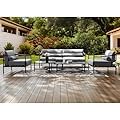 MIXPATIO 4-Piece Steel Outdoor Patio Conversation Set, All-Weather Garden Furniture with Thick Cushions, Waterproof & Rust-Resistant, Modern Patio Seating for Deck, Balcony, Porch, Backyard - Grey