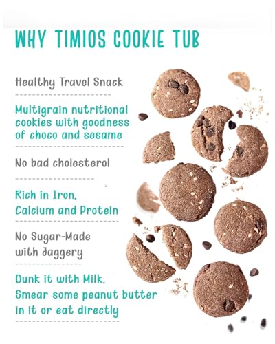 Image of Timios Eggless Cookies - Maida-Free & Jaggery Sweetened | No Preservatives or Artificial Additives | Rich in Iron, Calcium & Protein | Healthy Snack for Kids & Adults | 150g