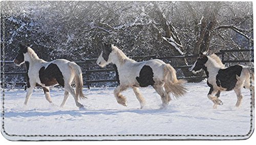 Horses in the Snow Designer Checkbook Cover, with Credit Card Slots and Pen Loop