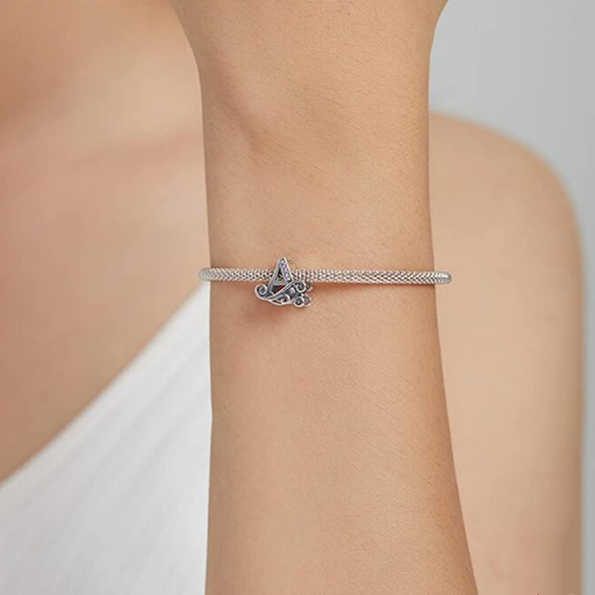 BISAER 925 Sterling Silver Initial Letter A-Z Charms for Bracelets Alphabet Beads Charm Jewelry Gifts - Image 5