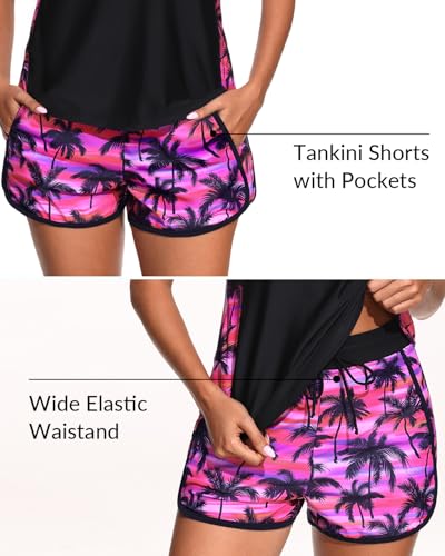 Women Tankini Swimsuit with Shorts - Tummy Control Two Piece Bathing Suit 2025 Swimwear with Sporty Pockets4