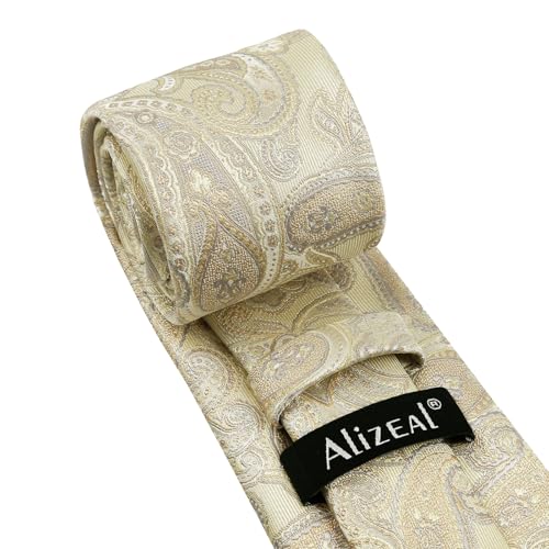 Image of Alizeal Mens 3.15'' Vintage Paisley Tie Pocket Square Set | Elegant Perfect for Banquet Wedding and Party