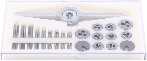 Walfront Juego de 30 piezas de troqueles de grifo métrico, roscado de tornillo, kit de herramientas manuales con llave ajustable M1 M1.1 M1.2 M1.4