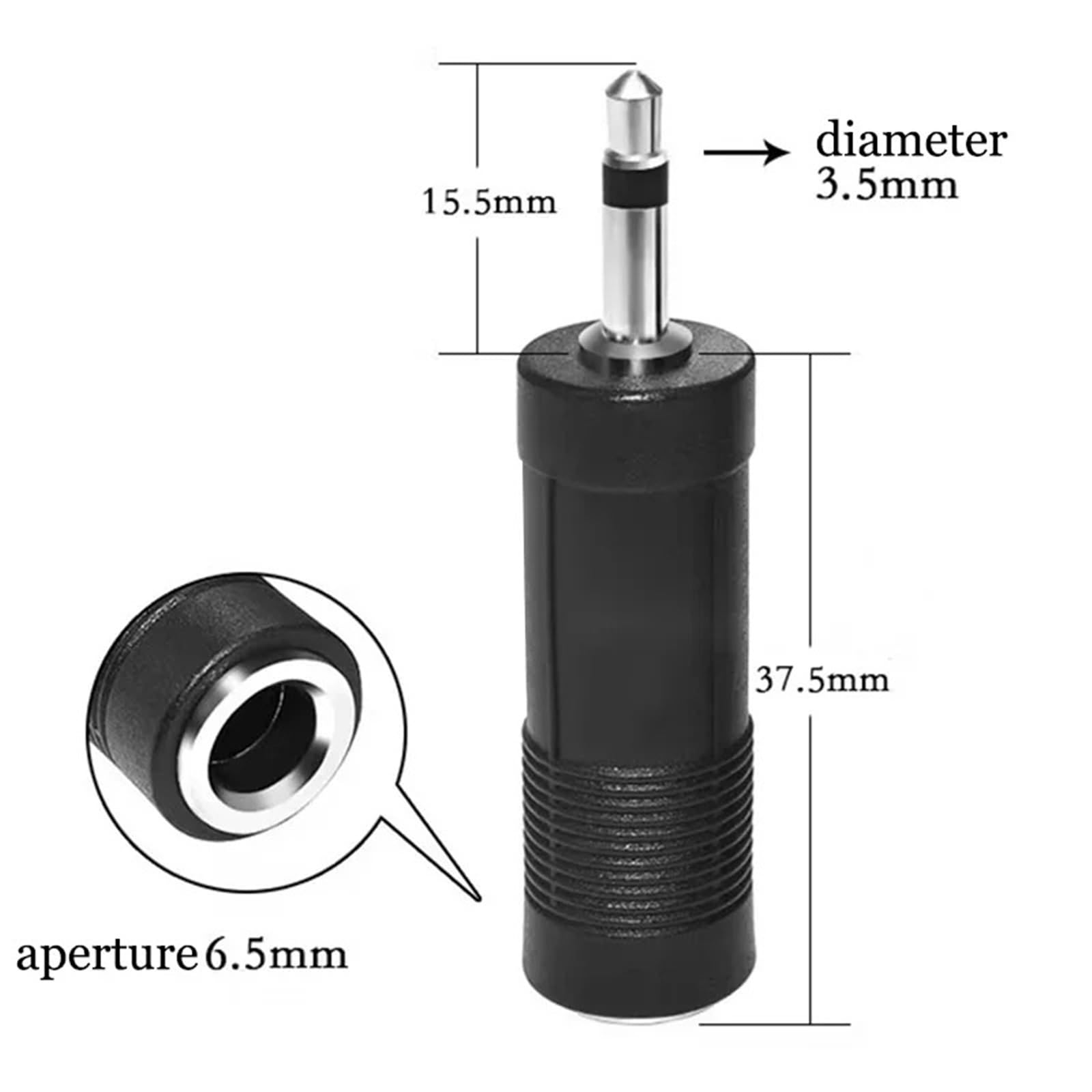 Connecteur Jack Mono mâle 6,35 mm/6,5 mm 1/4" vers Femelle 3,5 mm 1/8", Lot de 5 ou 20 pièces, Adaptateur for Haut-Parleur et Casque(100PCS)