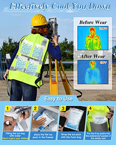 Cooling Ice Vest with 20pcs Ice Pack - Cooling Vest with Adjustable Strap Cool Vest with Pockets