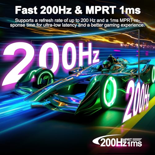 Minifire 27 Inch Gaming Monitor, 200Hz, Full HD 1920x1080 Curved VA Panel, Built in Speaker, Ai Crosshair, 1Ms MPRT, Adaptive Sync, sRGB130%, DCI-P3 95%, VESA 100x100, HDMI1.2&DP1.4, MFG27C1 - Image 3