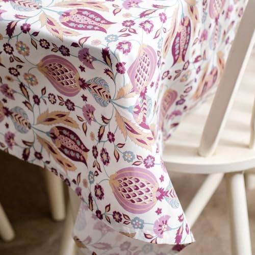 Image of THE YARD HOUSE Wipeable & Anti-Slip Cotton Table Cover for Family Dining, Party. Protects Against Spills, Scratches, Damages (Songs of the Sultan, 60 x 90 inch (Rectangle))