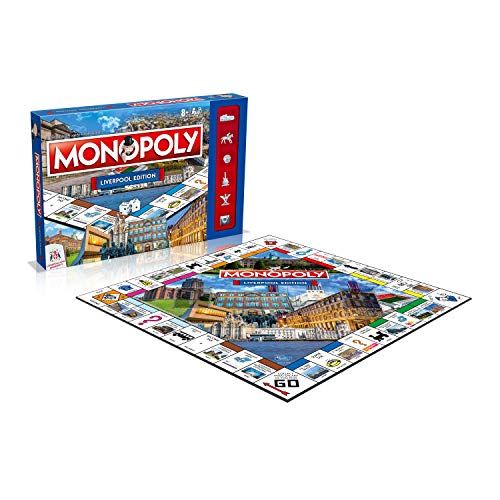 Winning Moves Jeu de société Monopoly de Liverpool City, Maison des Beatles, Tour de Penny Lane, Cathédrale métropolitaine de Liverpool et Les Trois Grâces, Jeu de 2 à 6 Joueurs pour Enfants de 8 Ans – Image 3