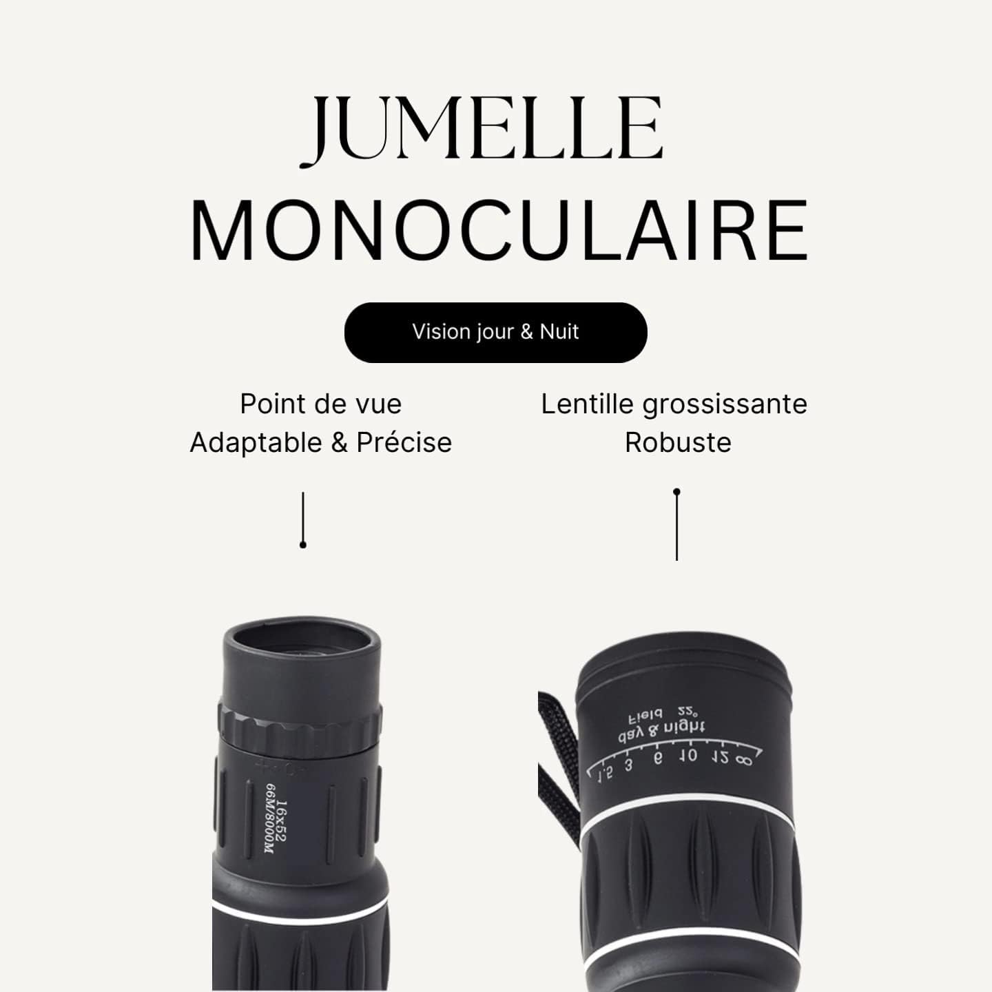 PARENCE - Lot de 2 Jumelles Monoculaires 16 X 52 avec Fonction Nuit - Housse de Transport & Outil de Nettoyage - Lentille blindée - Idéal Camping