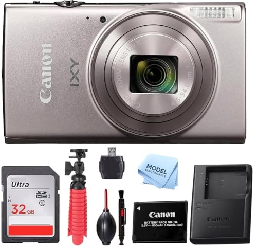 PowerShot IXY 650 (ELPH 360 HS) Digital Camera (Silver) – 20.2MP Wi-Fi Enabled – Includes 32GB Memory Card, Flex Tripod & Full Accessory Bundle (Renewed)