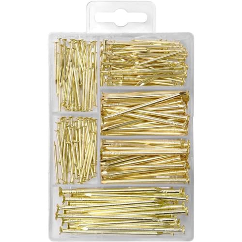 Image of Nails for Hanging Pictures, Hardware Nails, Stainless Steel Nail Assortment Kit, 350 Pieces, Hanging Picture Nails, Wall Nails, Finish Nails, Frame Nails, Wooden Nails