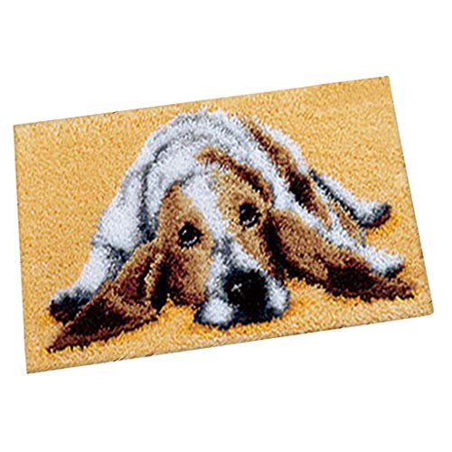 LoveinDIY DIY Latch Hook Kit Rug Making Crafts for Kids/Adults 20 inch X 12 inch Puppy Dog Carpet Mat Cushion Embroidery