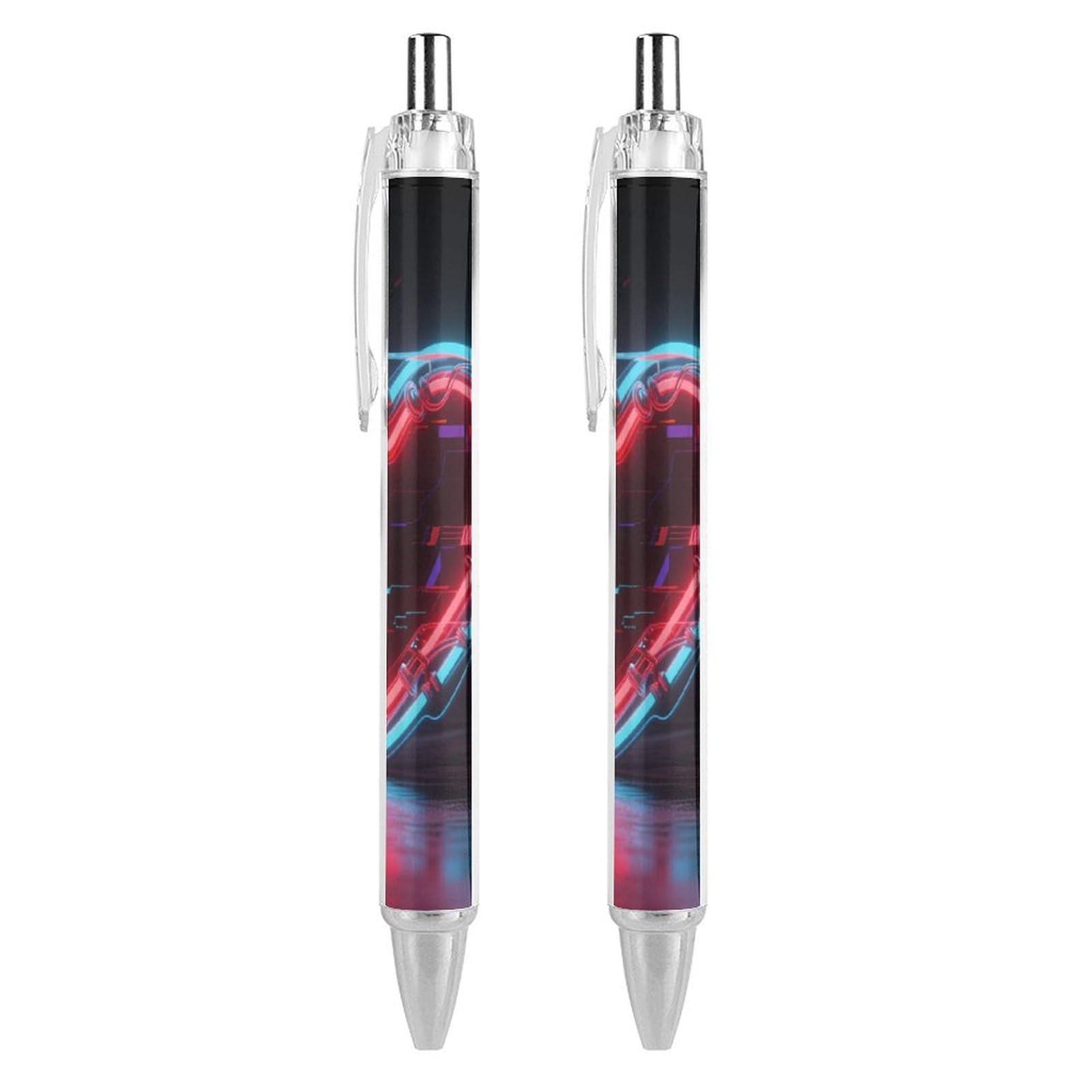 VIDI Ballpoint Pens Neon Heart with Errors Fine Point 0.5mm Black Pen with Super Soft Grip Ball Point Pen Smooth Writing Retractable Pens for Men Women 2 PCS