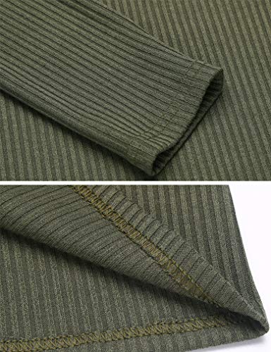 Tobrief Women's Long Sleeve Henley Button up T Shirt Casual Basic Tops Blouse Army Green,S