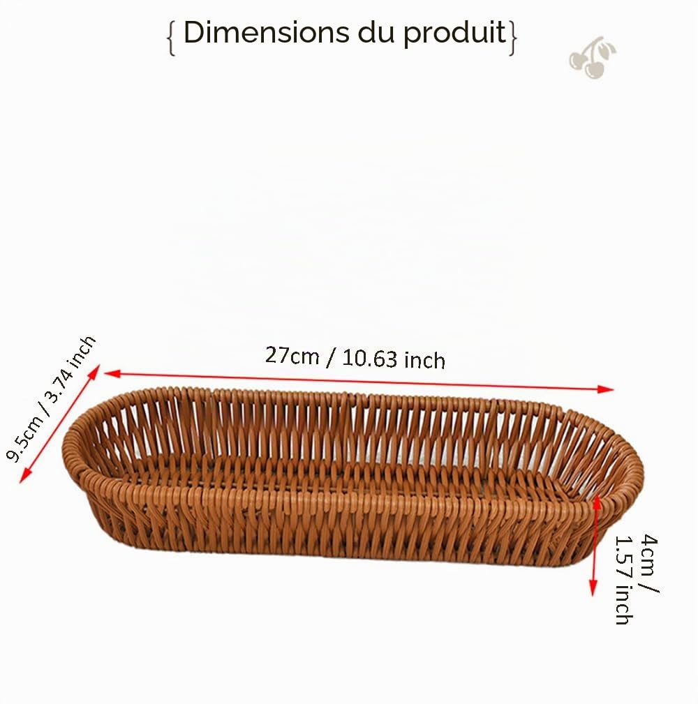 RT&BS Panier à Couverts en Osier, Petit Panier à Pain en Osier pour la Table, Paniers de Rangement Tissés à la main pour Couteaux, Fourchettes, Cuillères, Baguettes (3pcs, Ovale)
