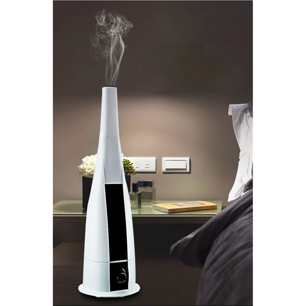 Mobigon 6 Litres Humidifier for Room, Cool Mist Ultrasonic Humidifier/Essential Oil Diffuser,Super Quiet 360°Nozzle,Colorful Change,Auto Shut Off&UV Light&,Lasts Up to 24 Hours (White & Black)
