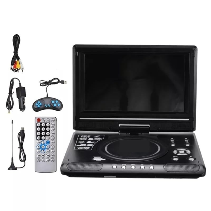 Lecteur DVD pour TV, 9.8 Pouces Portable Maison Voiture Lecteur DVD VCD CD Jeu TV Lecteur USB Radio Adaptateur Prise en Charge de la réception de la Radio FM pour Films en Famille