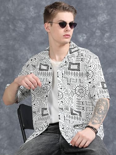 Image of StitchX Men's Half Sleeve Aztec Printed Cuban Collar Shirt