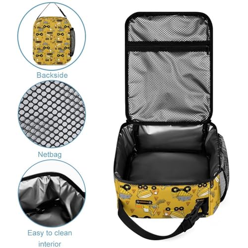 Custom Excavator Car Backpack Set 4 in 1 Personalized Add Your Name School Bag with Lunch Bag Pencil Case Water Bottle Customized Backpack for Kids Girls Boys4