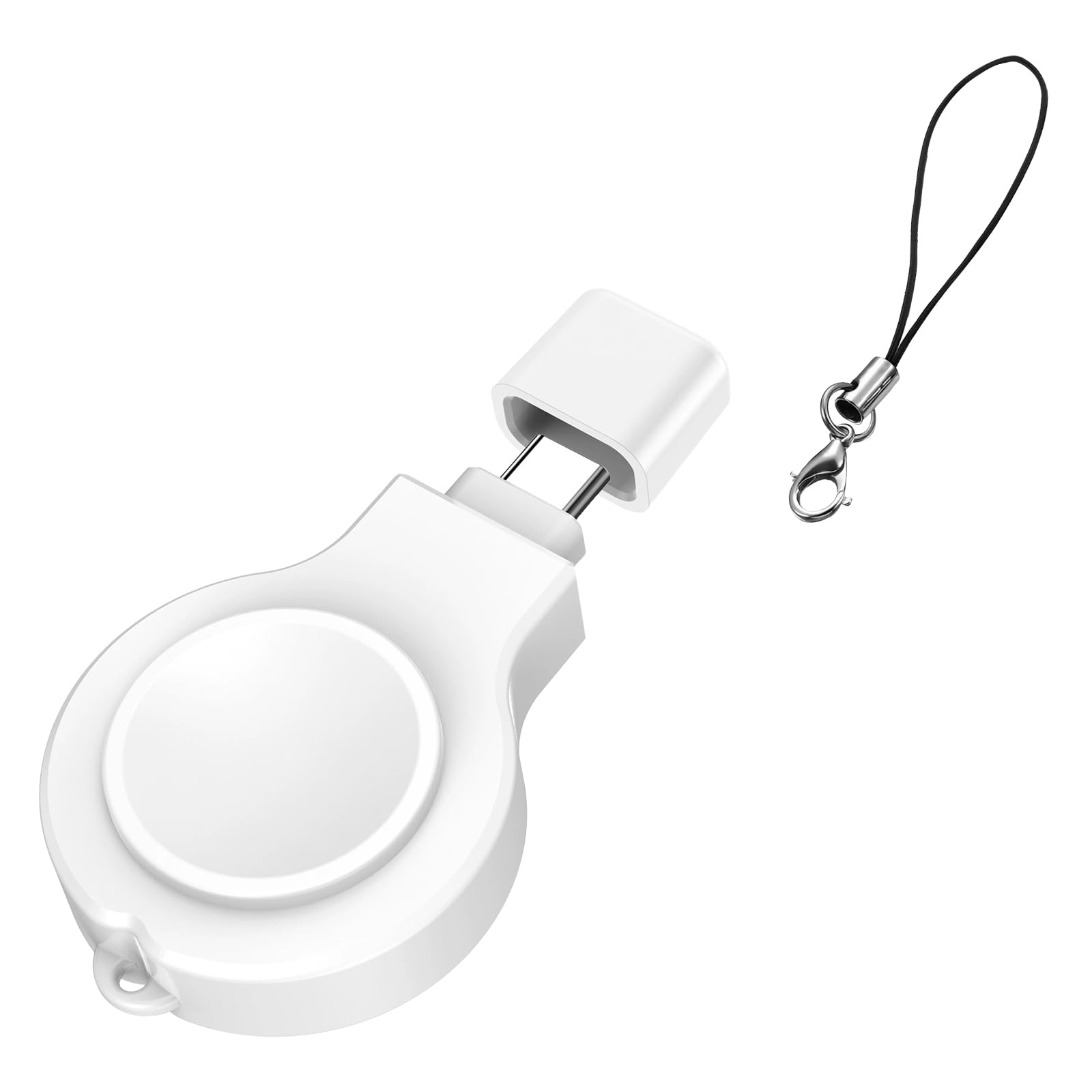 Portable Magnetic Fast Charger for Samsung Galaxy Watch 8 (40mm/44mm), 8 Classic, Ultra 2 – Charging Cable with Lanyard – White