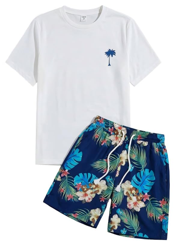 Image of Boys' 2 Piece Summer Outfit Cool Dinosaur & Camouflage Graphic Short Sleeve Tee & Shorts Set Size 4-12