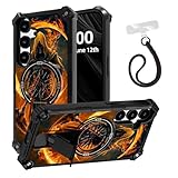 ETLKJVBL for Samsung Galaxy S24 Plus Case, Scythe of Skeleton is on Fire ArmorShield Military Grade Shockproof, Hidden Kickstand, Detachable Wrist Strap Protective Cover