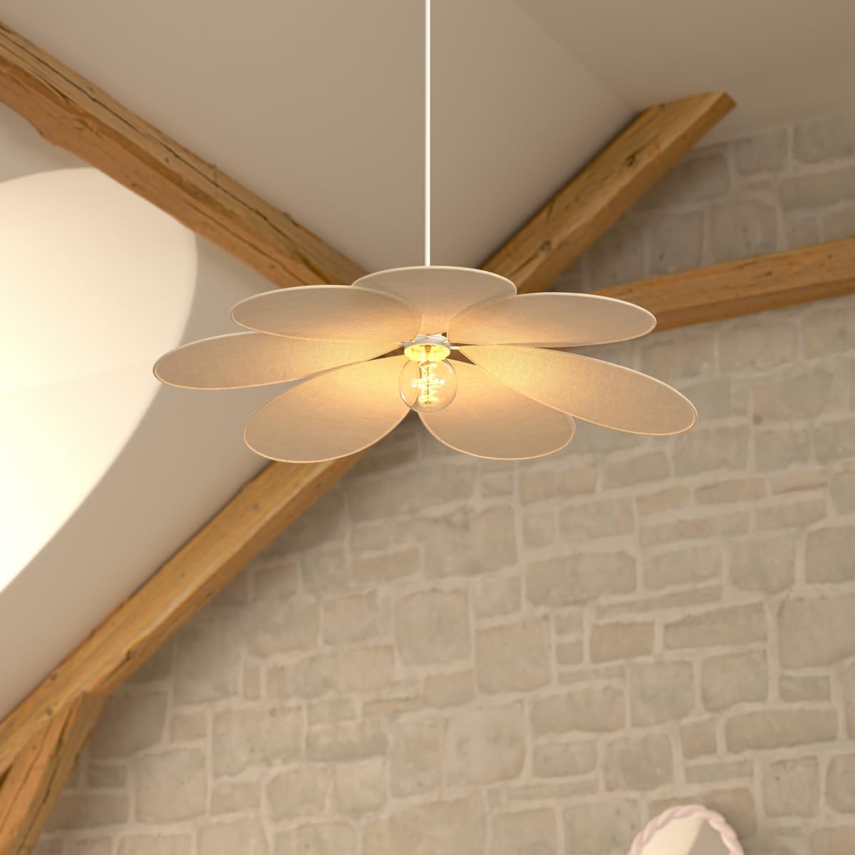 Atmosphera - Lámpara colgante Naya Beige Petal - Bombilla no incluida E27 40W - 100cm Lámpara de araña de metal bohemia para dormitorio, salón, pasillo, oficina - Altura ajustable