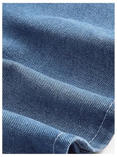 Image of SHENHE Women's Tie Shoulder Sleeveless Denim Mini Dress Layered Ruffle Hem Jean Dress