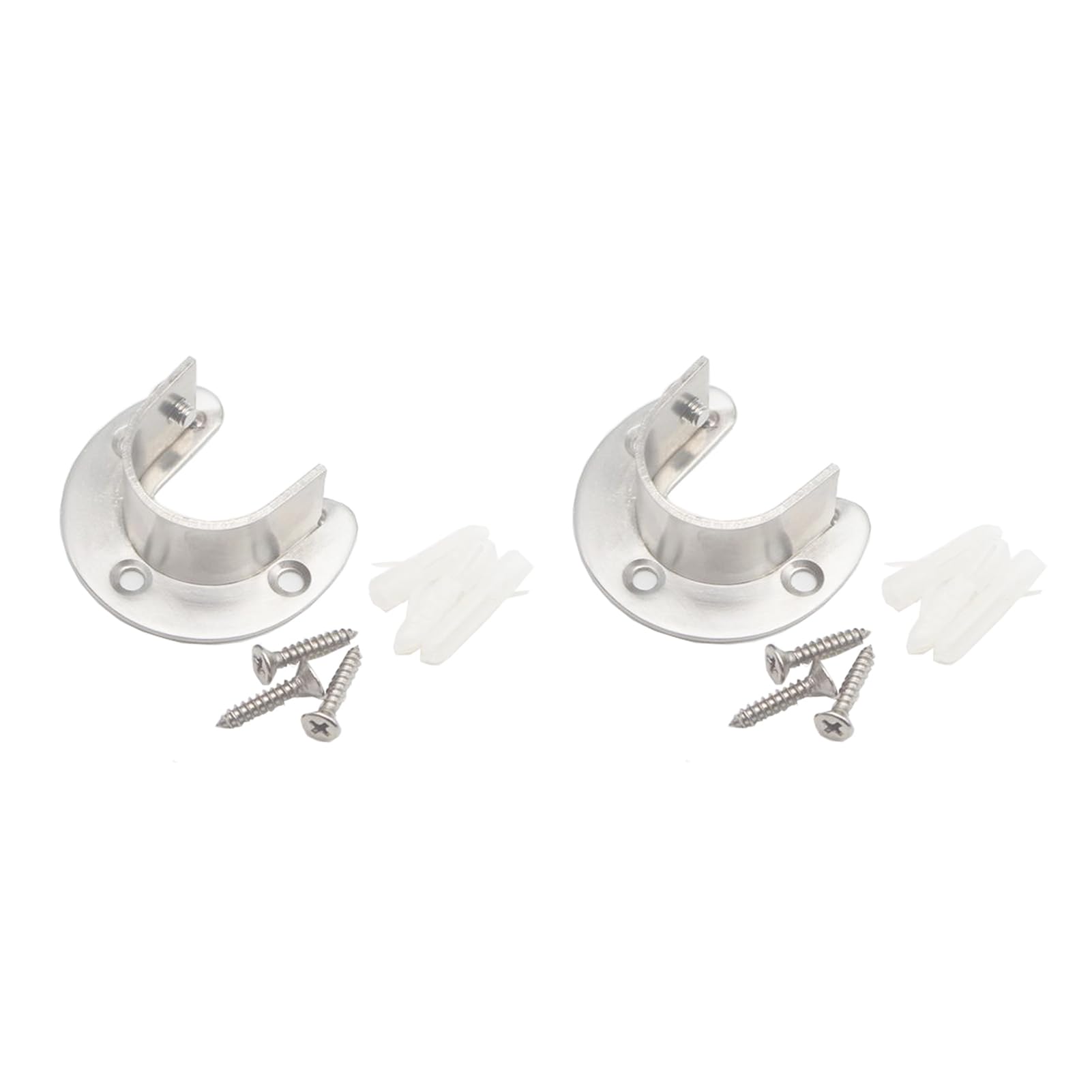 Meiyea 2 Pack 25Mm Wardrobe Pole Brackets - Heavy Duty Closet Rod Holders, Round Pipe End Supports For Hanging Clothes, Ideal For Wardrobes, Balconies, Closets & Storage