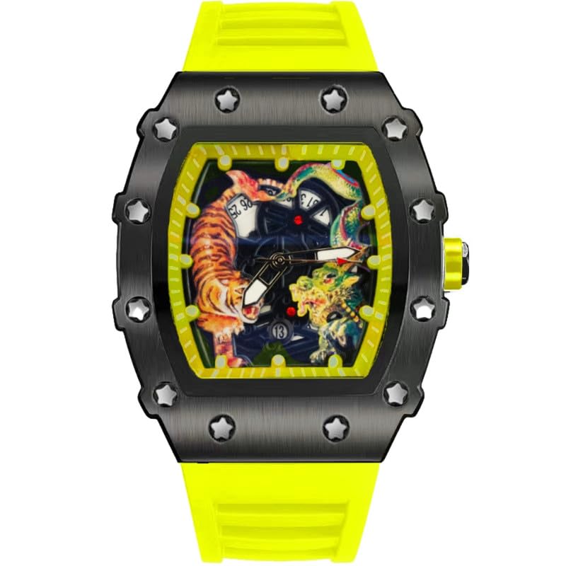 Image of carl vinsonSports Wrist Watch | Automatic Quartz Luminous Waterproof Men's Barrel-Type Dragon Tiger Design