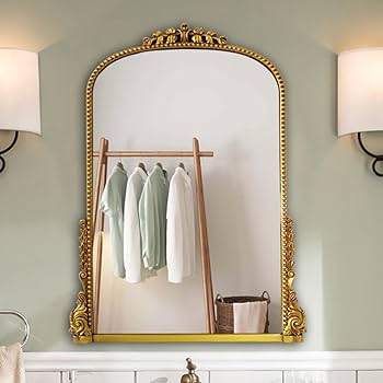 Amazon.co.jp: アーチ型壁ミラー、ビーズフレーム化粧鏡、バロック復古