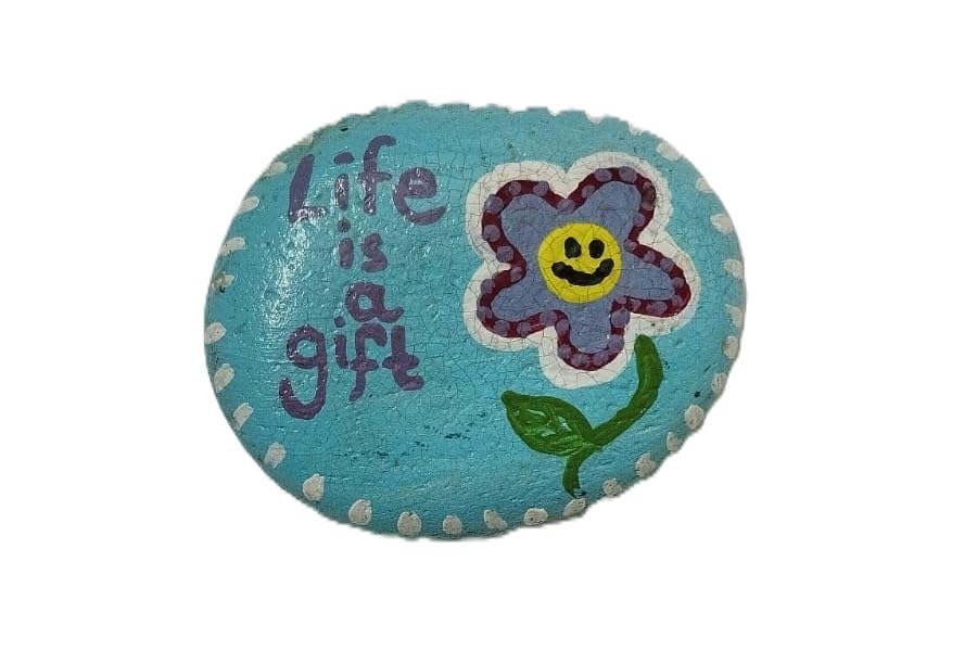 ARTISAN ALLEY | Life is a A Gift Painted Rocks for Inspirational Stones, Home Decor River Stone - Unique Gift for Friends Arts Crafts| Pebble | Handmade | Desk Decor | Table Top | Office Decor