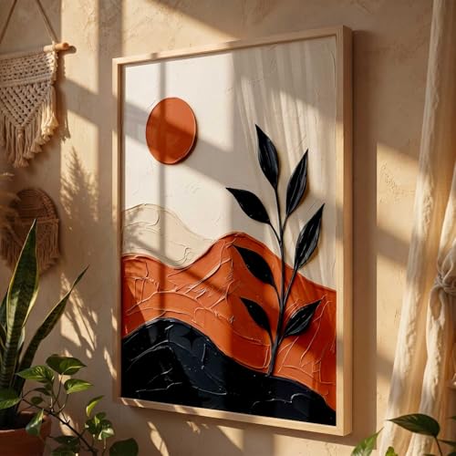 Image of kotart Boho Wall Art Home Decoration | Aesthetic Floral Paintings With Frame For Living Room Bed Room Hotel Wall Decor Digital Reprint (19x25 inch)