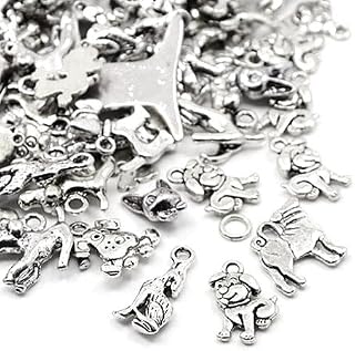 Antique Silver Tibetan Zinc Mixed Dog Charms 5-40mm Pack of 30g
