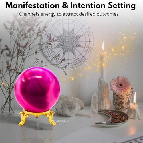 Image of Certified Pink Onyx Crystal Ball for Meditation - Premium Crystal Vastu Items for Home and Feng Shui Items for Good Luck - Ideal for Pooja Supplies and Spiritual Practices (1.5 inch Inch)