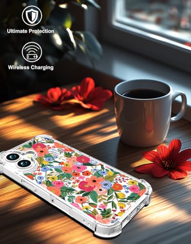 Coque iPhone 17 robuste antichoc transparente aux fleurs roses - 4