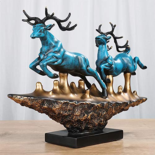 Cerf statue de table dorée et sculpture de décoration feng shui pour salon moderne
