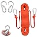 Fischerei Bergung Seil,Allzweckseil mit 2 Karabiner,Festmacherleine,Kletterseil 20m,Heavy Duty Seil,Leine,Outdoor Seil,Strick,Flechtleine, Heavy Duty Seil für Outdoor (Orange-20m)