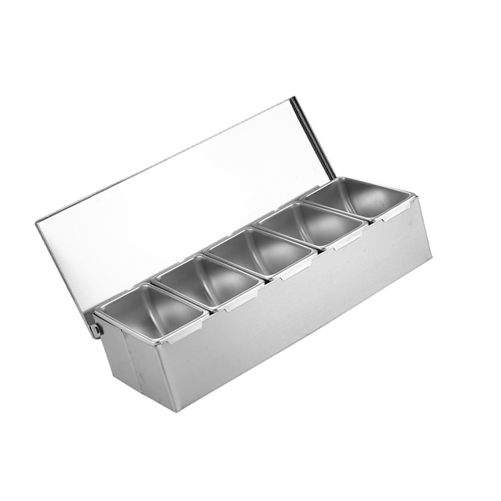 Zwwaazhf Five Grids Professional Kitchen Seasonings Organizers 304 Nonrust Steel Multi Compartment Container Hygienic Space Saving Design Kitchen Seasonings Jars
