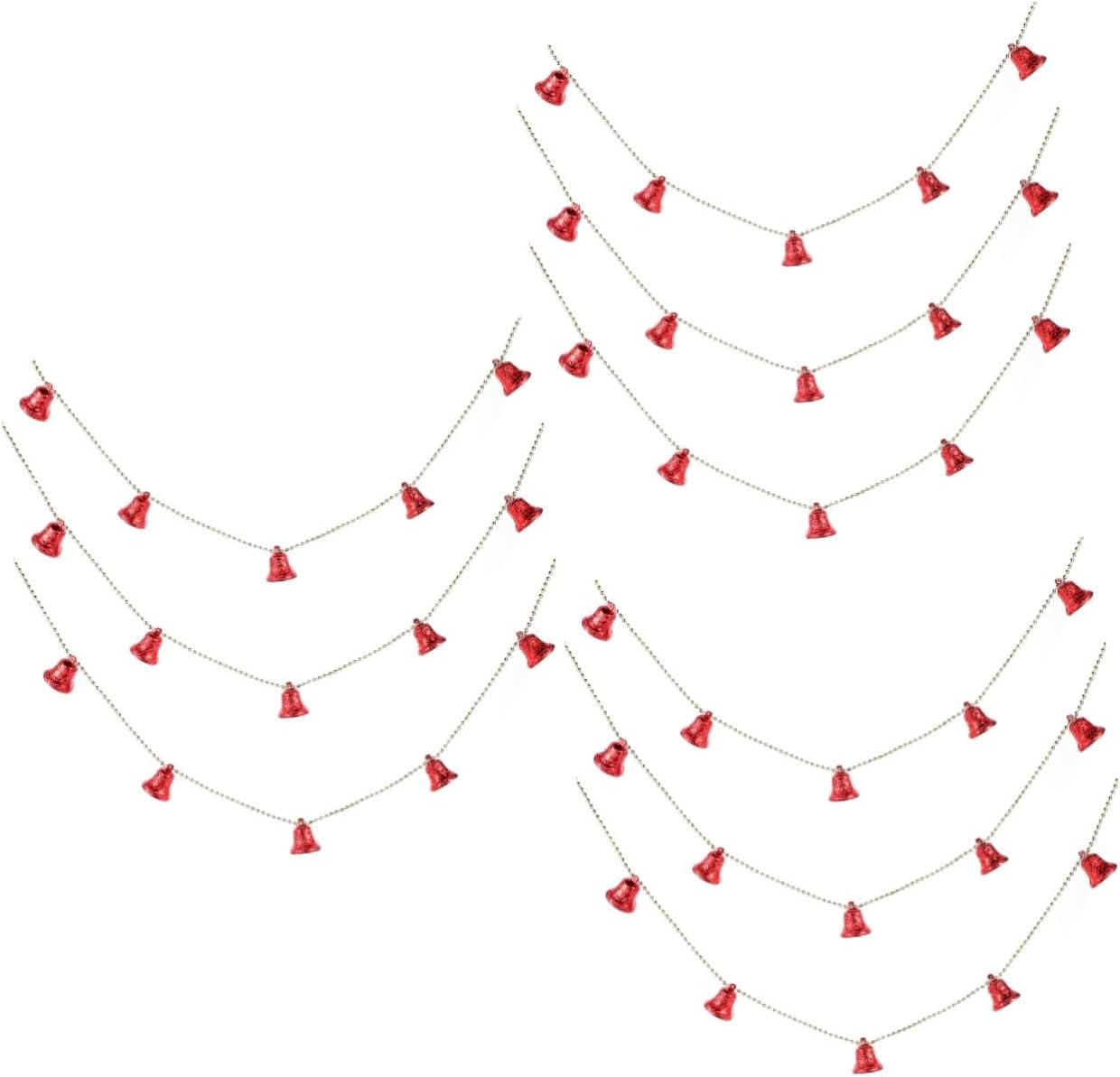 Ciieeo 9 Pcs Christmas Bells String Farmhouse Christmas Tree Bells Garland Pumpkin Sugar Bowl Party Decoration Vintage s Wreath Sled Red Pattern Plastic