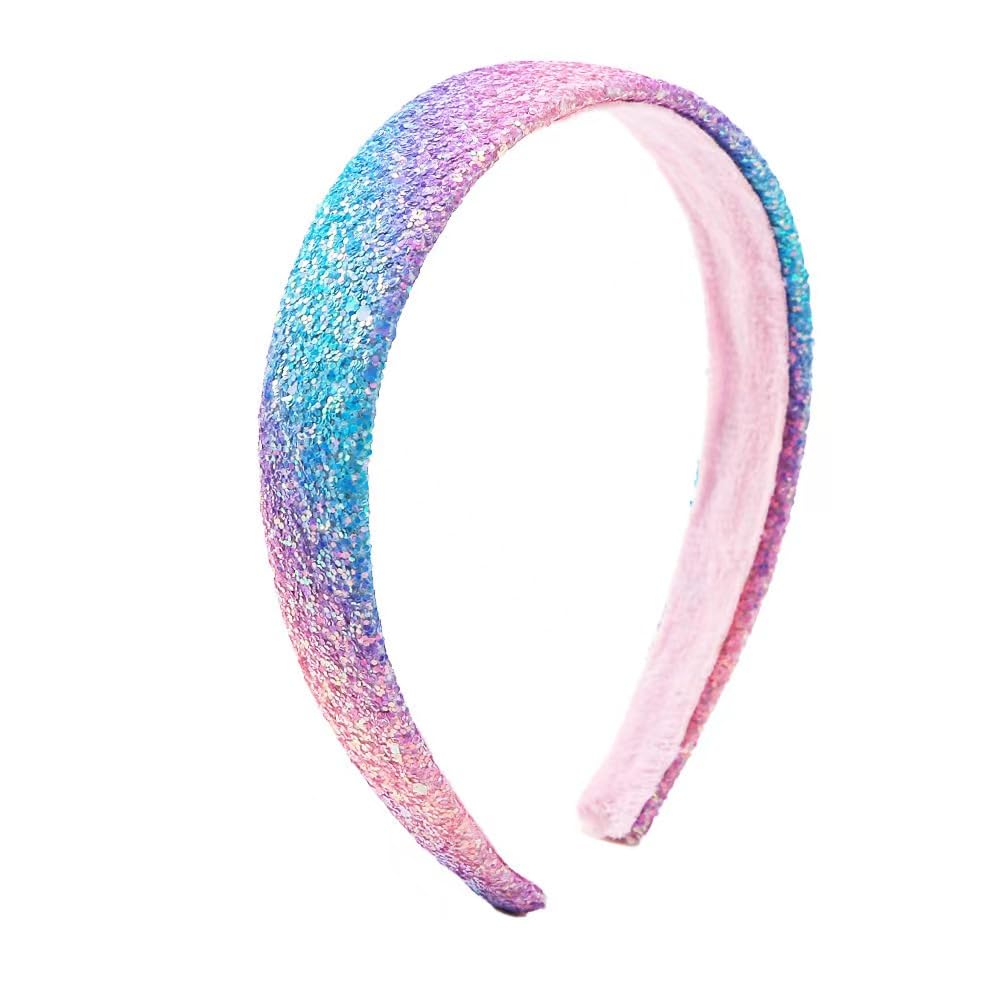 Multicolor Sparkly Sequin & Glitter Headband for Kids-A Cute Fairy Wide Hairband for Girls, 1 Piece(Purple colors)