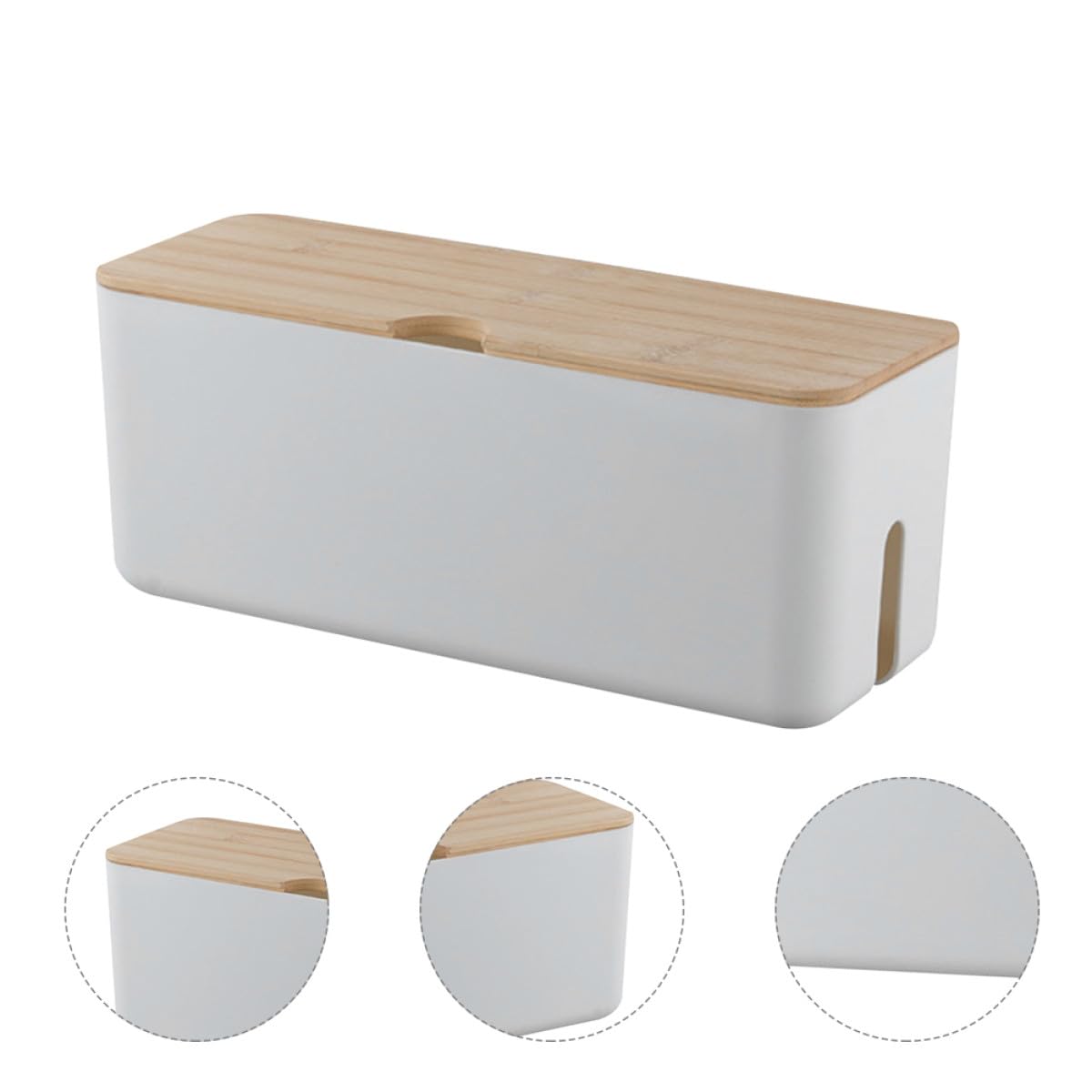 LABRIMP Scatola Organizer per Cavi di Ricarica Coperchio in Legno e Plastica, Salvaspazio e Dissipazione del Calore per Prese Multiple in Soggiorno e Camera