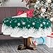 YOSTEV Christmas Tablecloth, 70 Round Green Snowflakes Christmas Theme Table Cloth, Spillproof Washable Fabric Table Cover for Home Kitchen Dinning Room Holiday Party Decoration